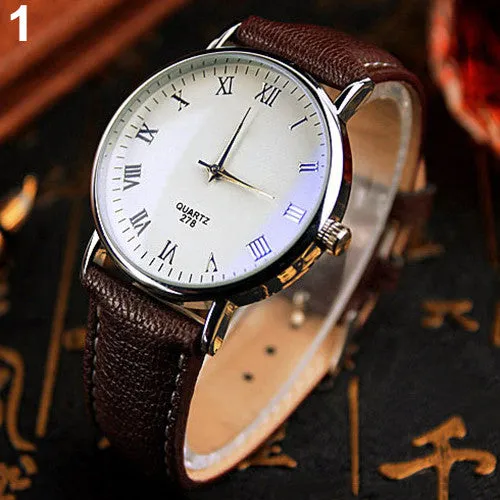 And  Couple Watches Office Men's Women's Blue Light Glass Roman Numerals Analog Quartz Wrist Watch 5LGA 6T2T