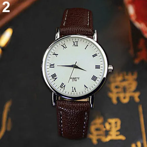 And  Couple Watches Office Men's Women's Blue Light Glass Roman Numerals Analog Quartz Wrist Watch 5LGA 6T2T