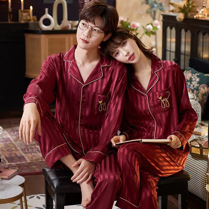 Autumn And Winter Couple Cardigan Newlywed Pajamas