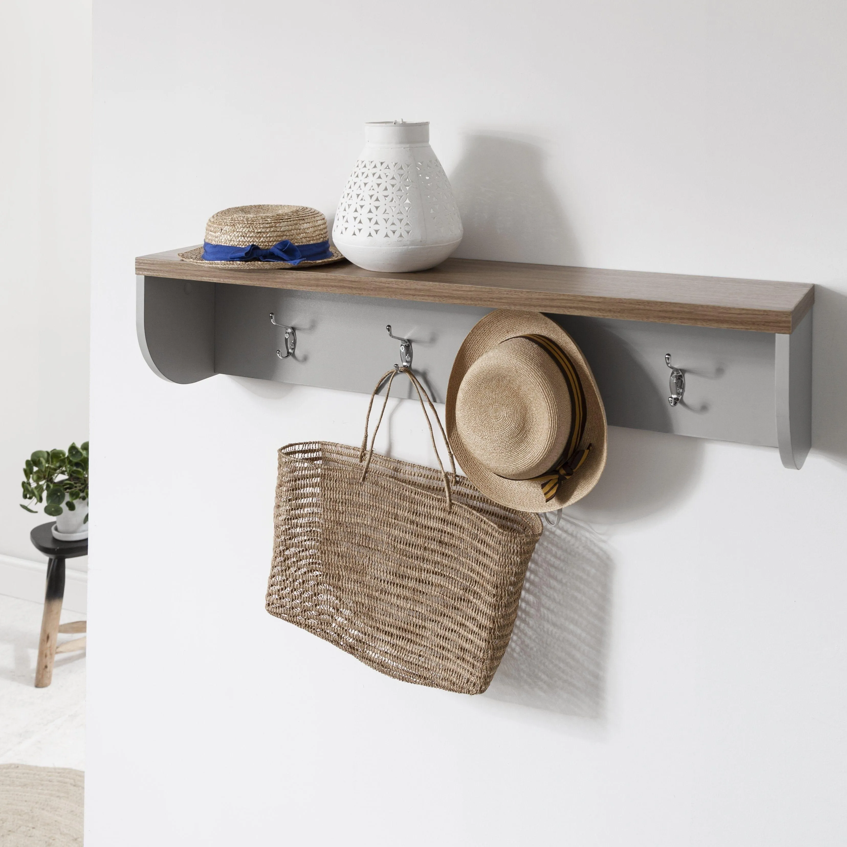 Bampton Coat Rack with Hooks - Grey