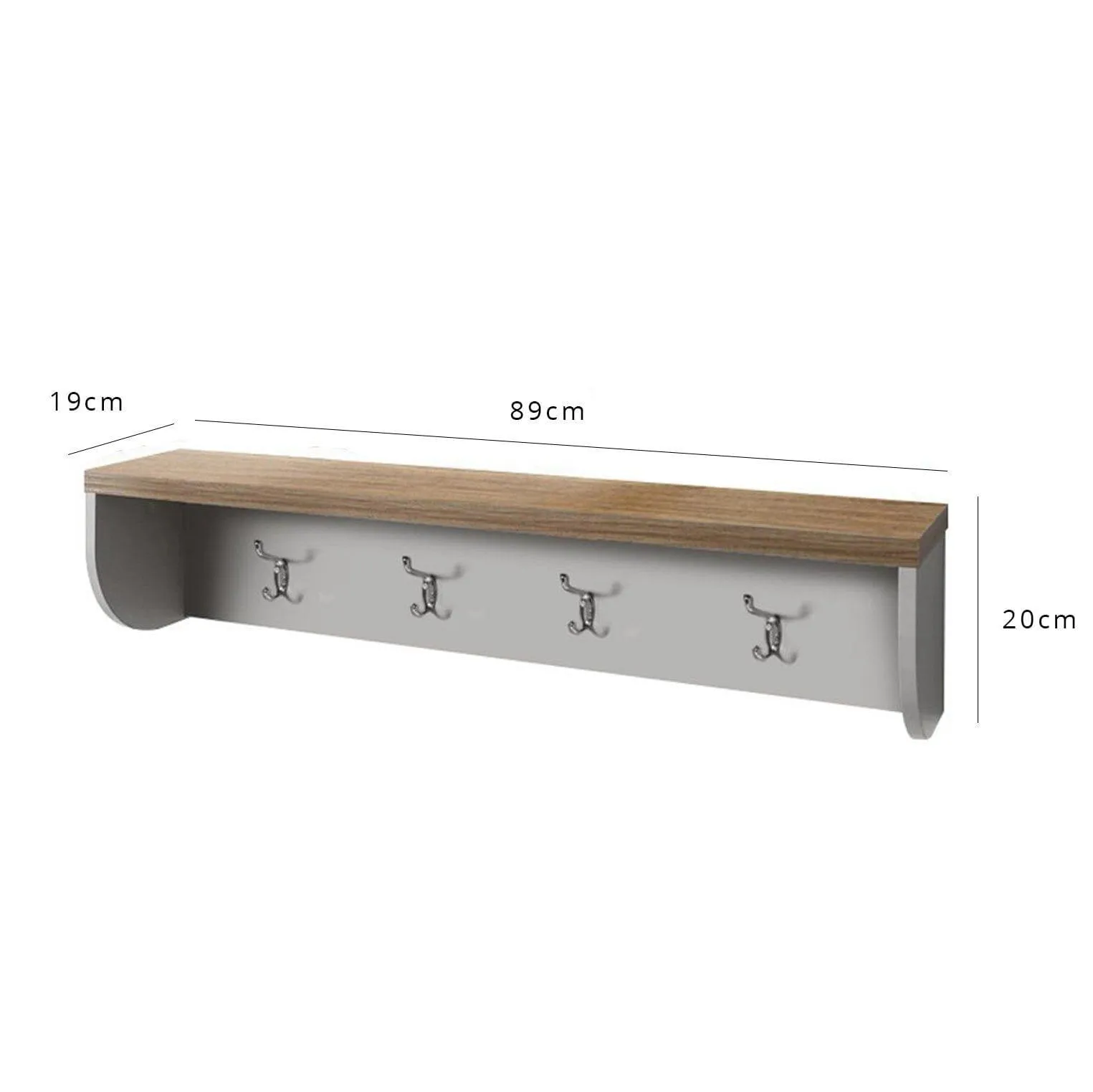 Bampton Coat Rack with Hooks - Grey