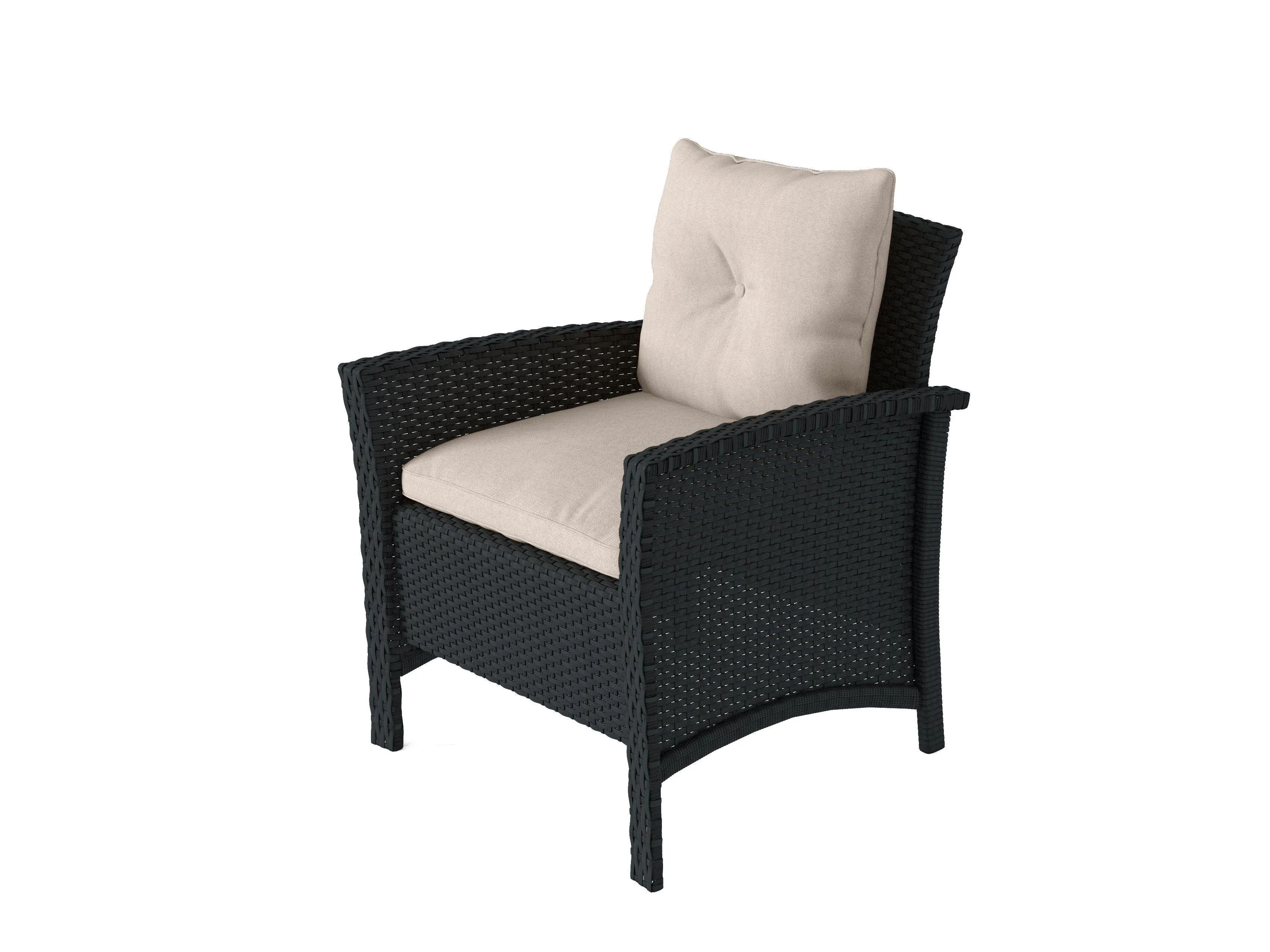 Black and Warm White Wicker 4pc Patio Set