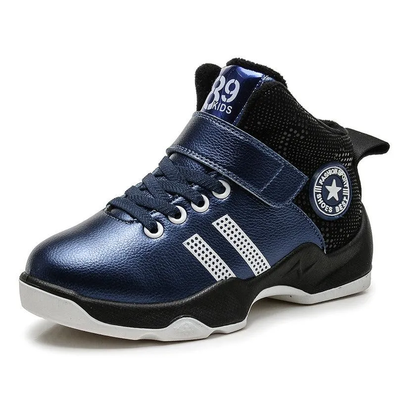 Boys winter leather warm cotton sneakers