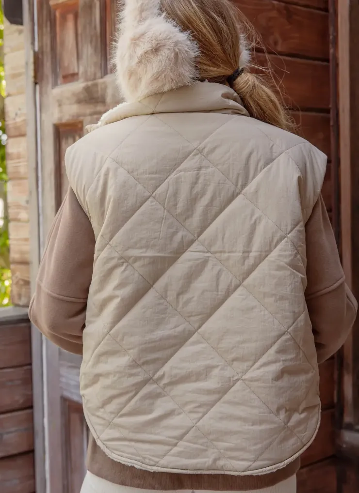 BP Quilted Fleece Lined Vest-Khaki