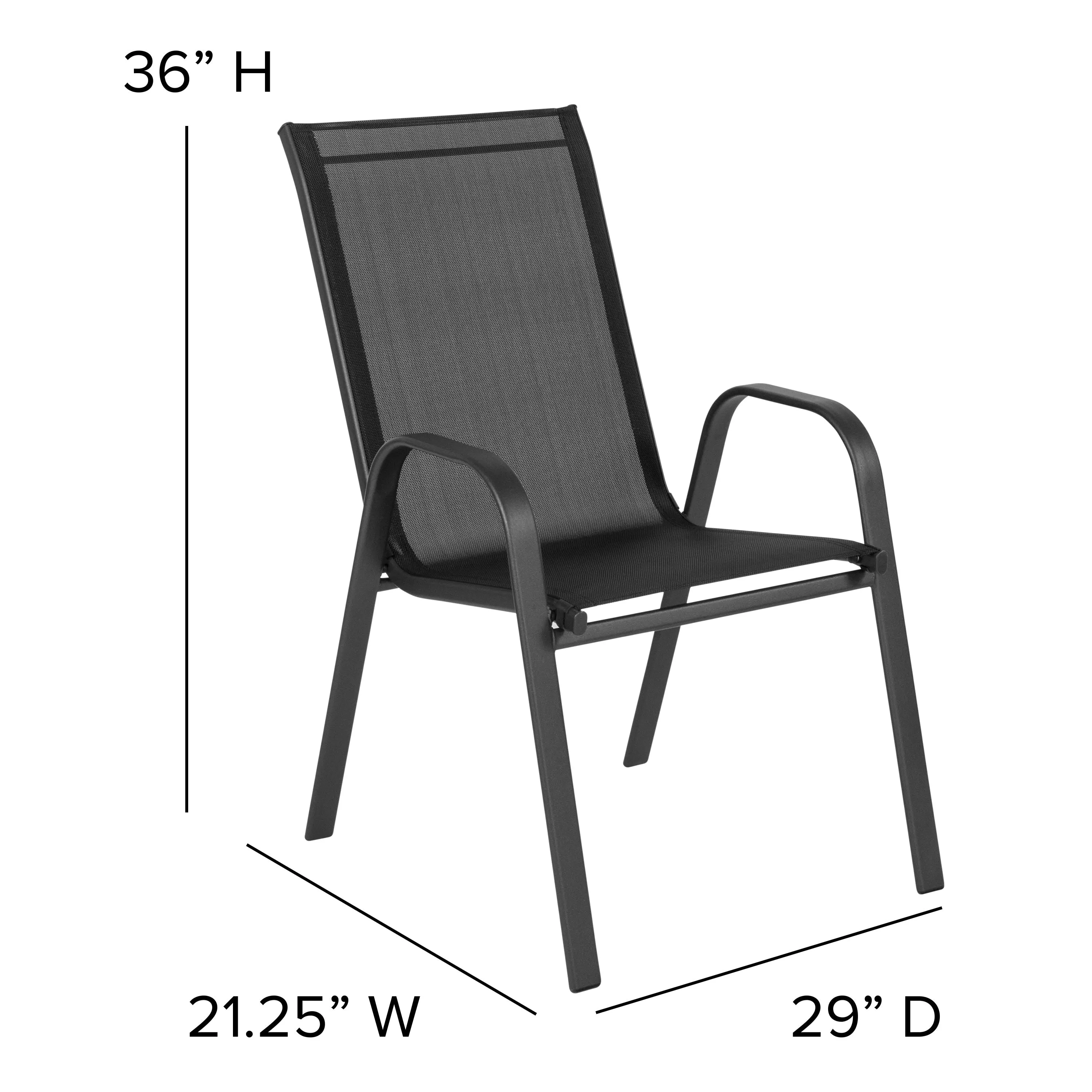 Brazos 5 Piece Outdoor Patio Dining Set - Tempered Glass Patio Table, 4 Flex Comfort Stack Chairs