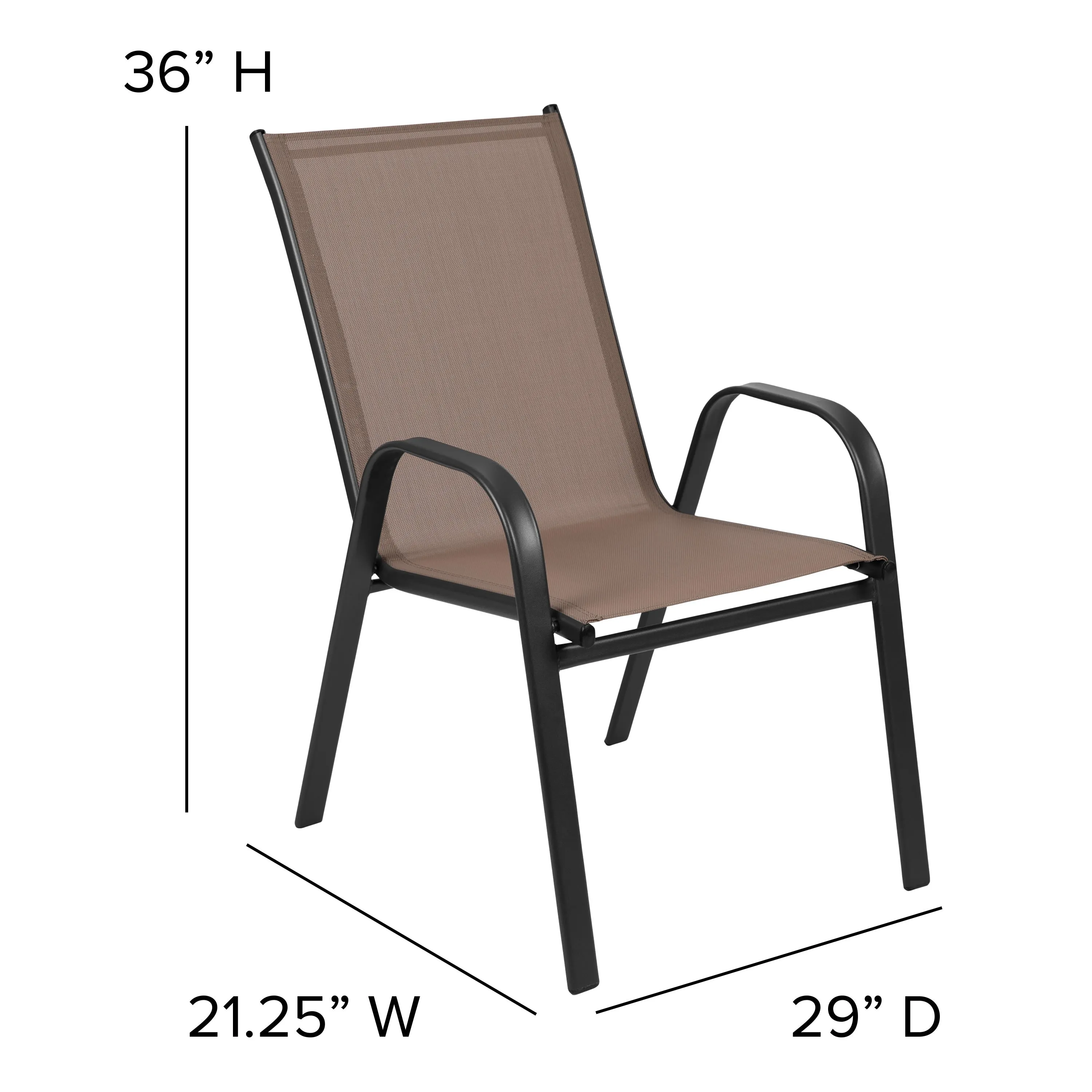 Brazos 5 Piece Outdoor Patio Dining Set - Tempered Glass Patio Table, 4 Flex Comfort Stack Chairs