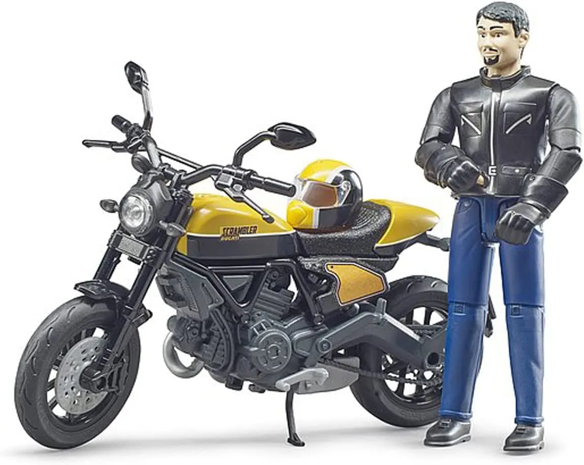 Bruder Scrambler Ducati Full Throttle Motorcycle with bworld Driver Figure