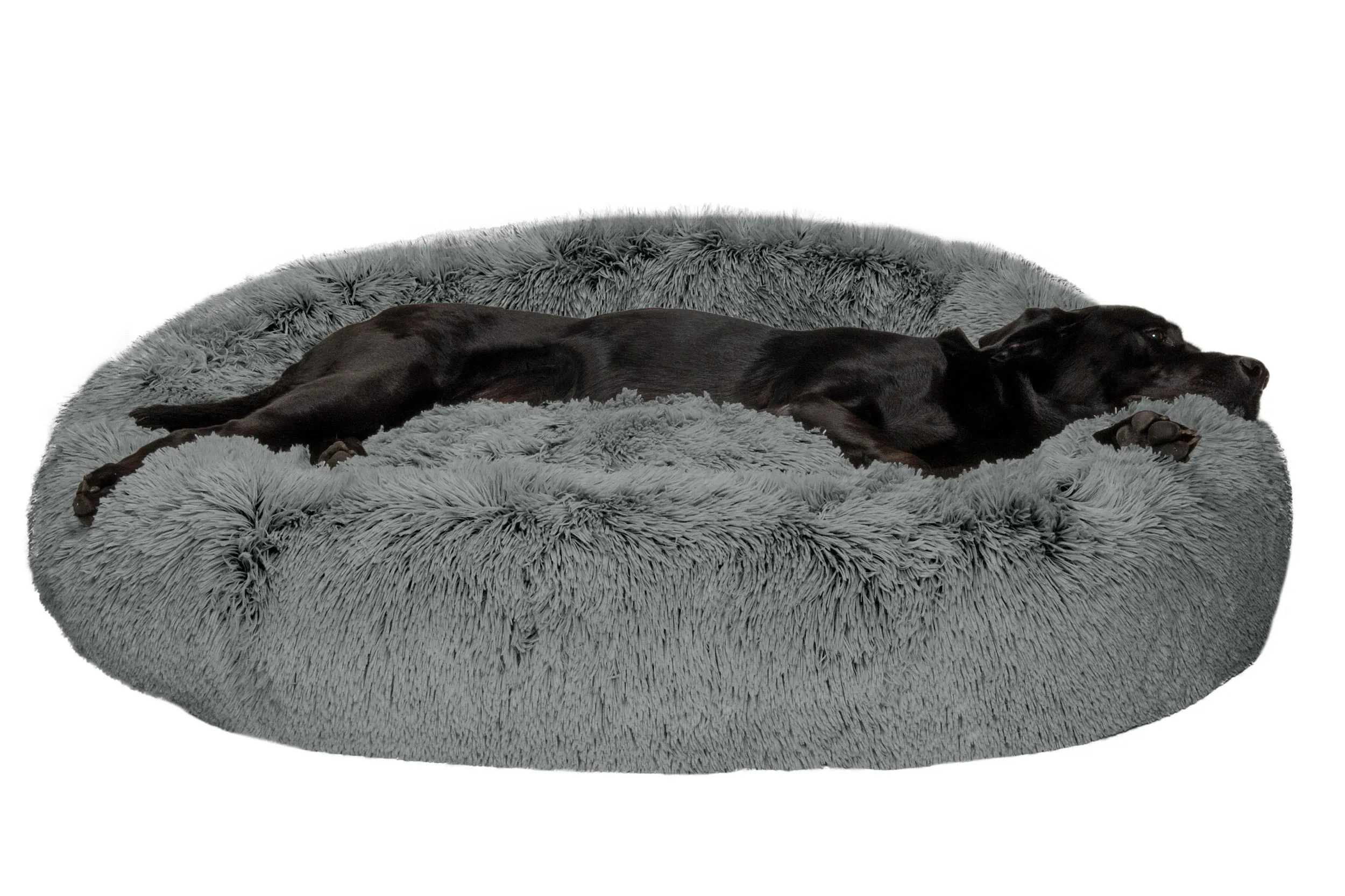 Calming Cuddler Long Fur Donut Dog Bed