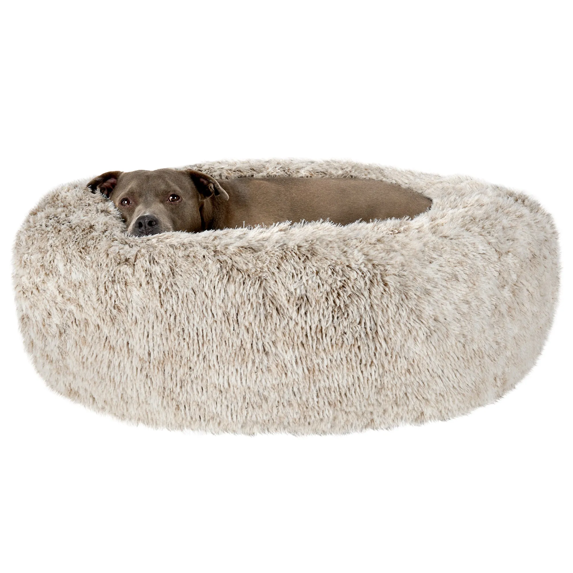 Calming Cuddler Long Fur Donut Dog Bed