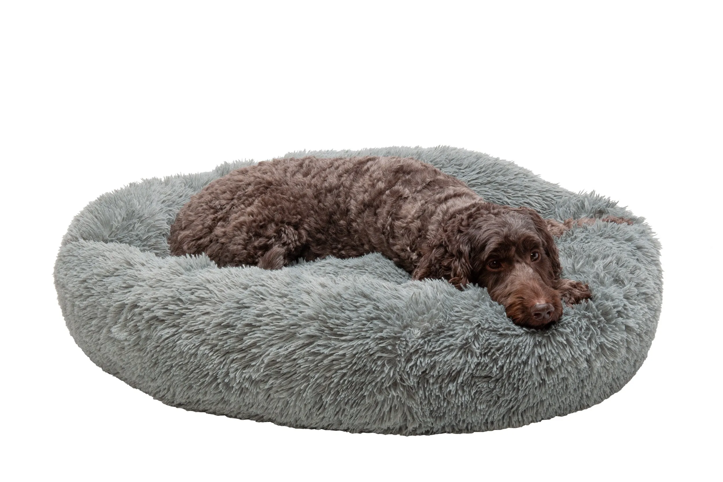 Calming Cuddler Long Fur Donut Dog Bed