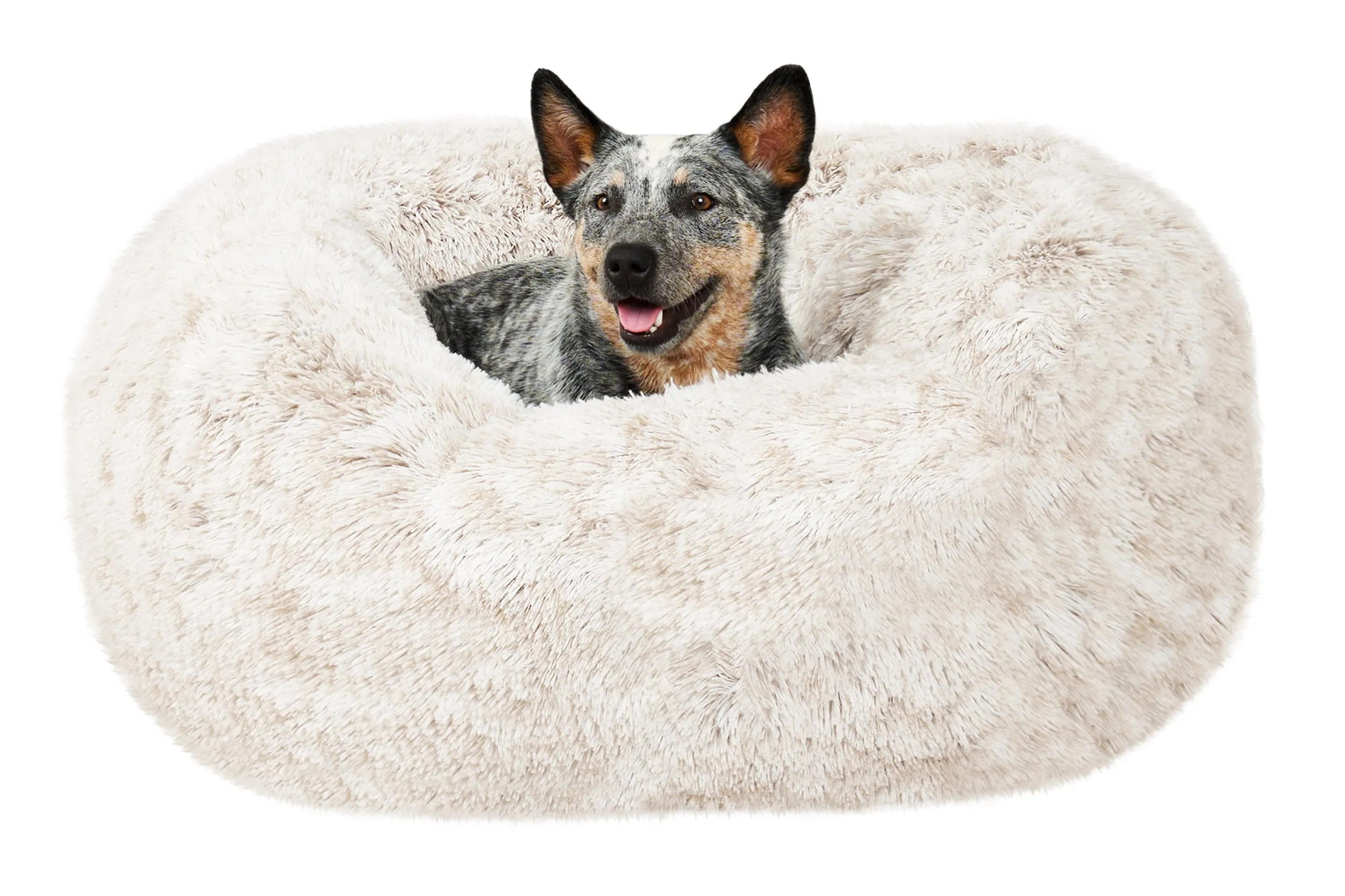 Calming Cuddler Long Fur Donut Dog Bed