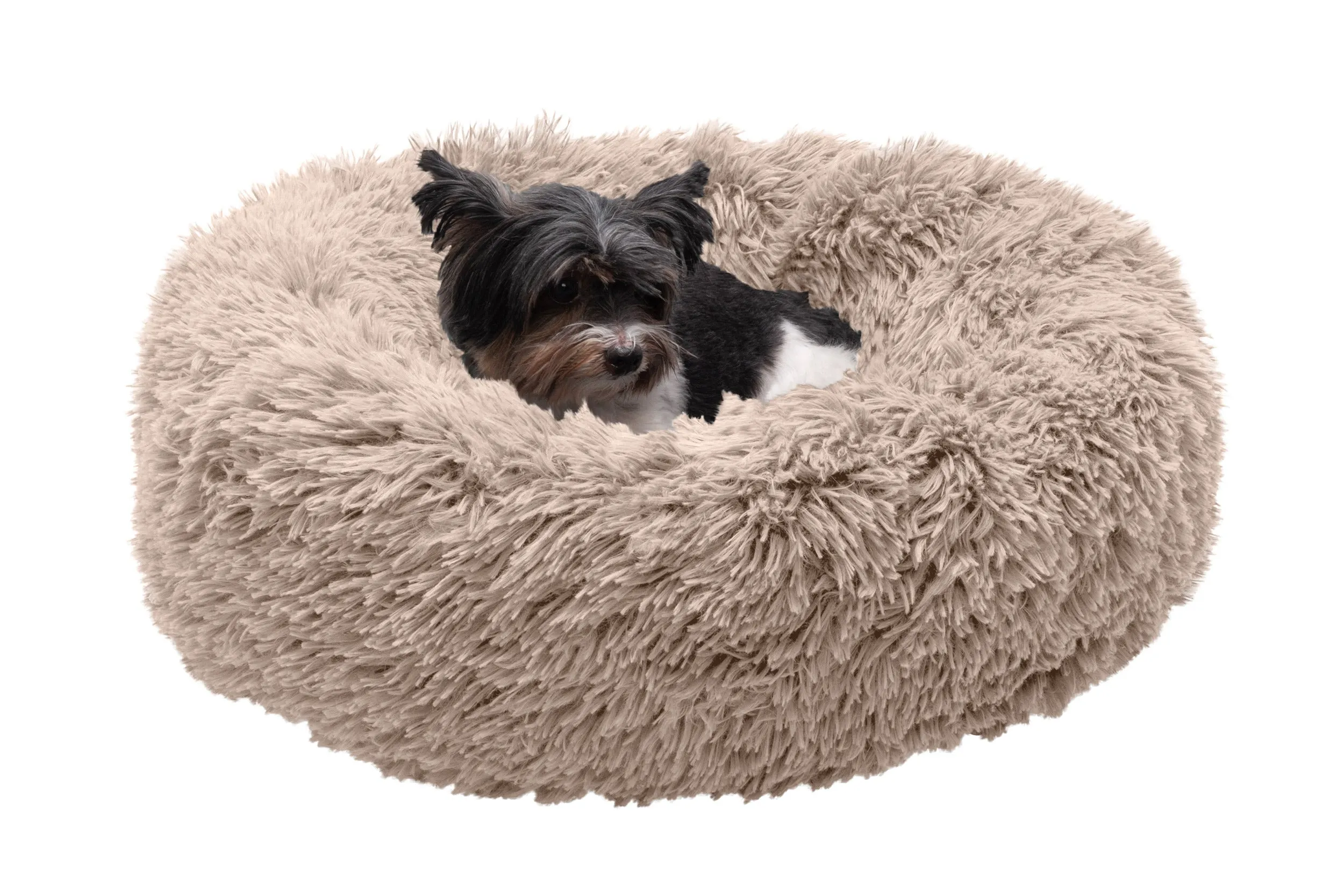 Calming Cuddler Long Fur Donut Dog Bed