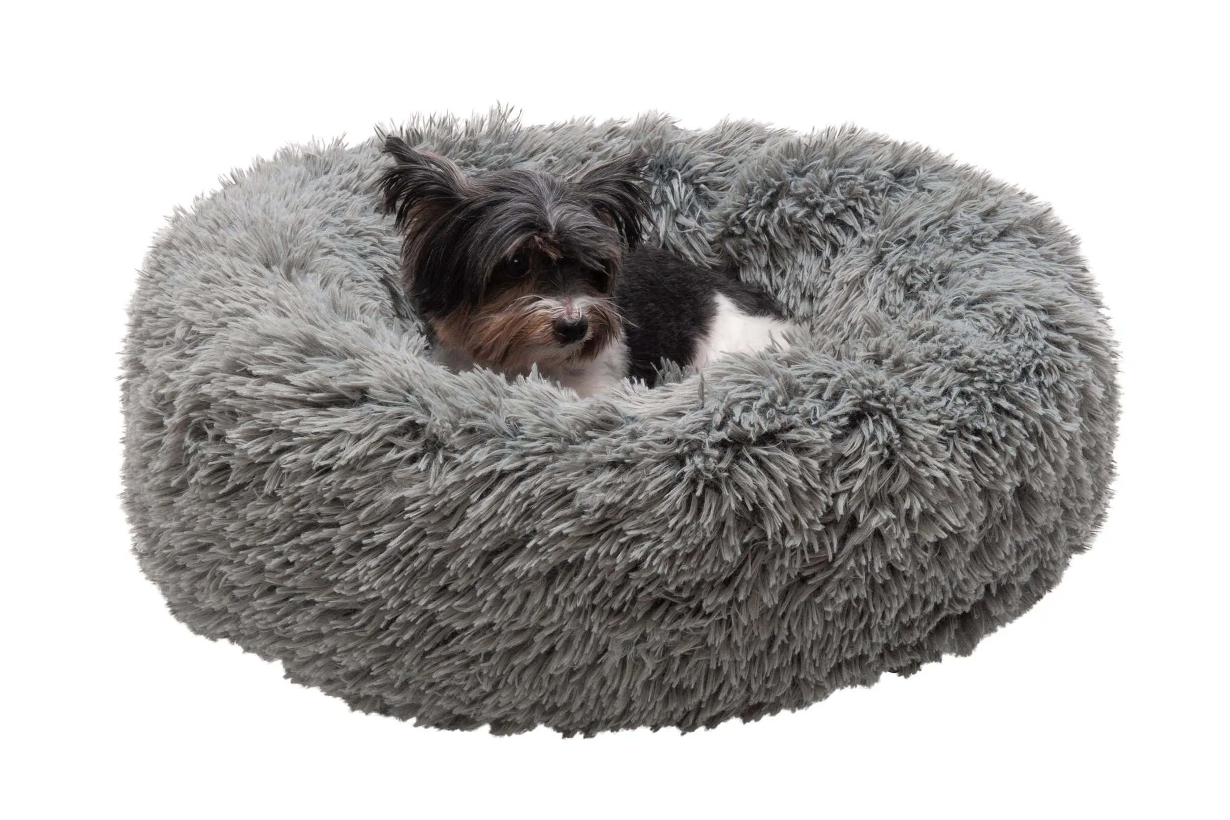 Calming Cuddler Long Fur Donut Dog Bed