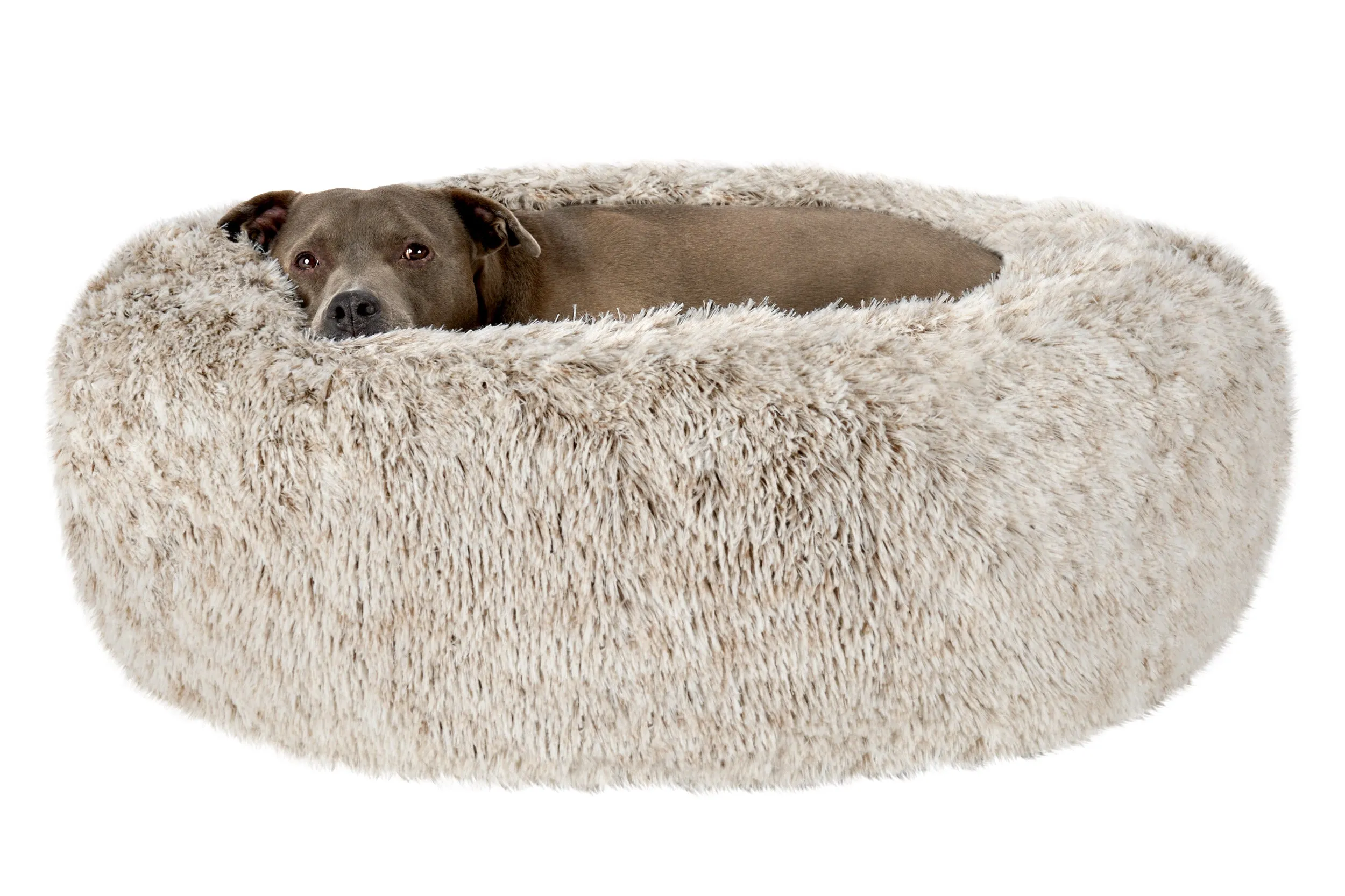 Calming Cuddler Long Fur Donut Dog Bed