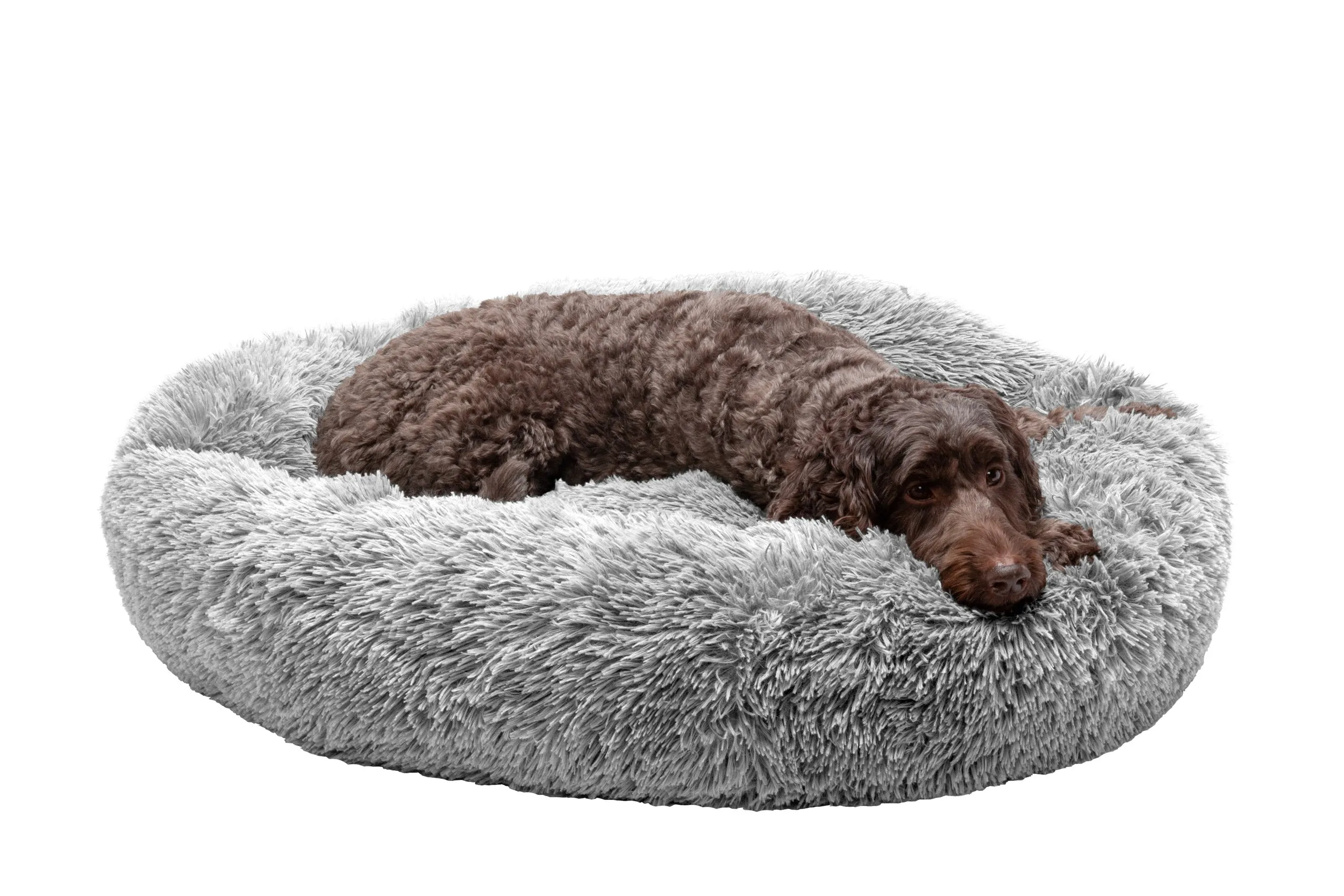 Calming Cuddler Long Fur Donut Dog Bed