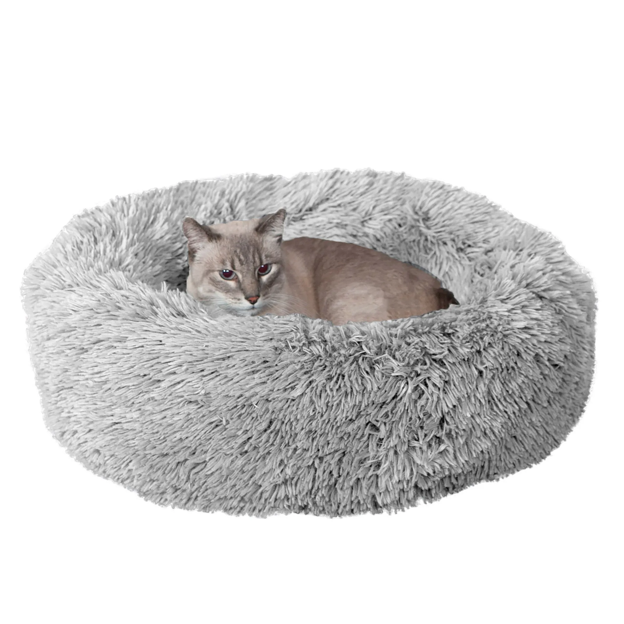 Calming Cuddler Long Fur Donut Dog Bed