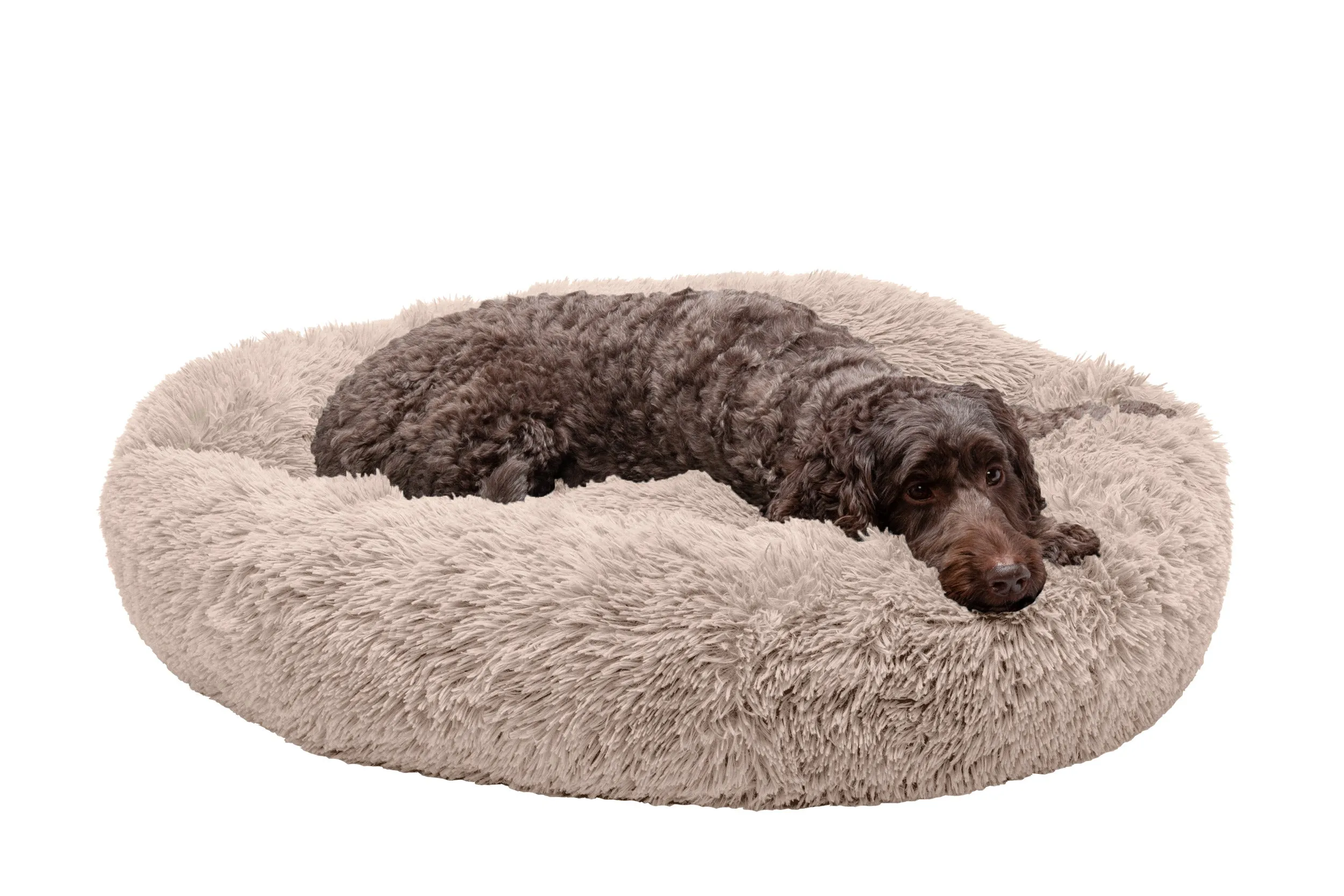 Calming Cuddler Long Fur Donut Dog Bed