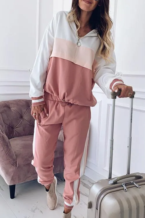 Color Block Hoodie Pants Set