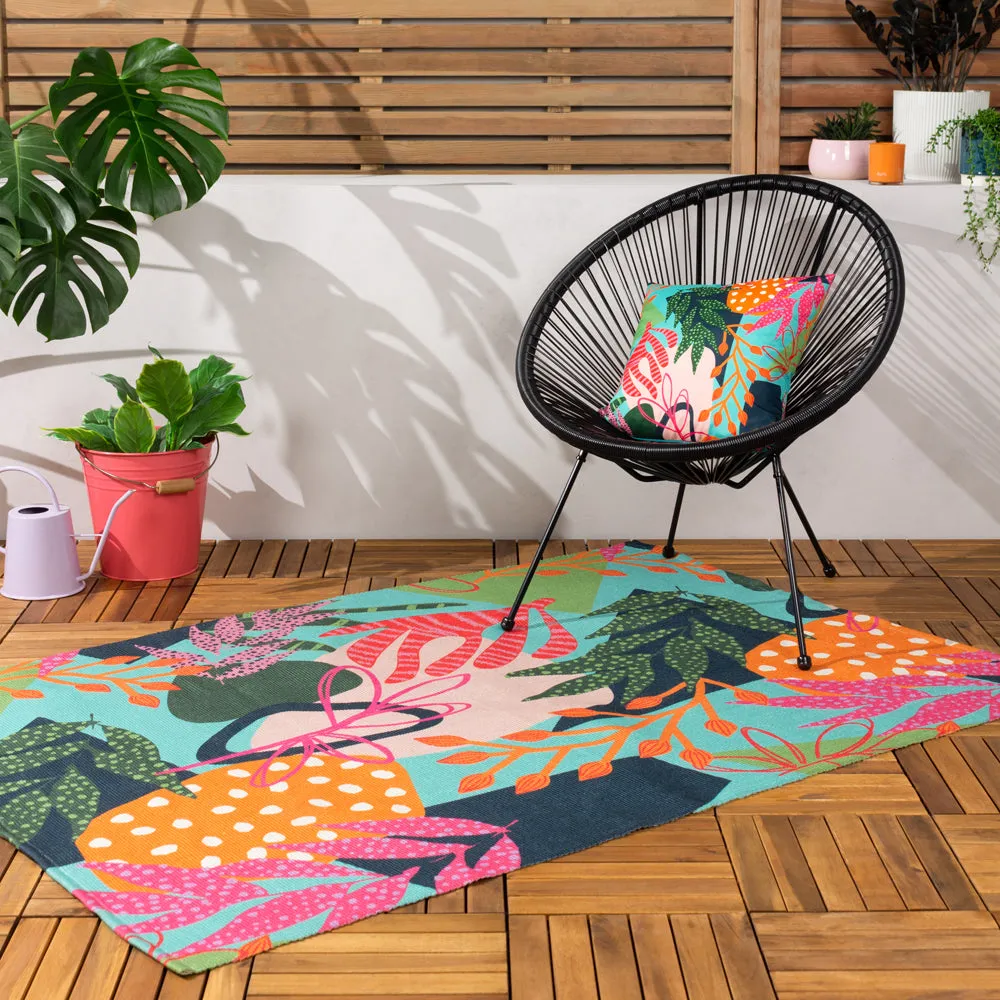 Coralina 120x170cm Outdoor Washable Rug Aqua/Pink