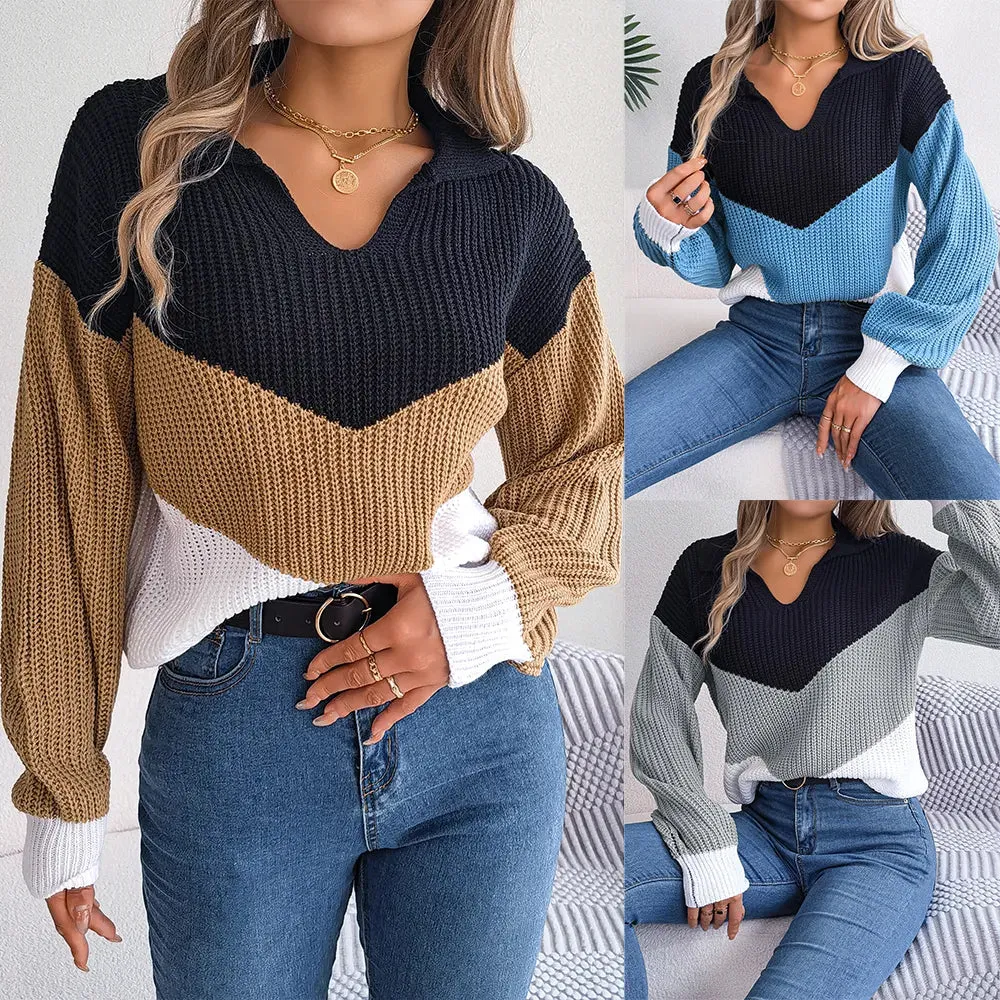 deanwangkt Color Lantern Long Sleeve Knitted Sweater Women Casual Pullovers Autumn Winter