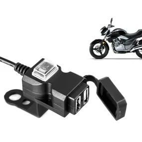 Dual USB Port 9-24V Waterproof Motorbike Motorcycle Handlebar Charger Adapter