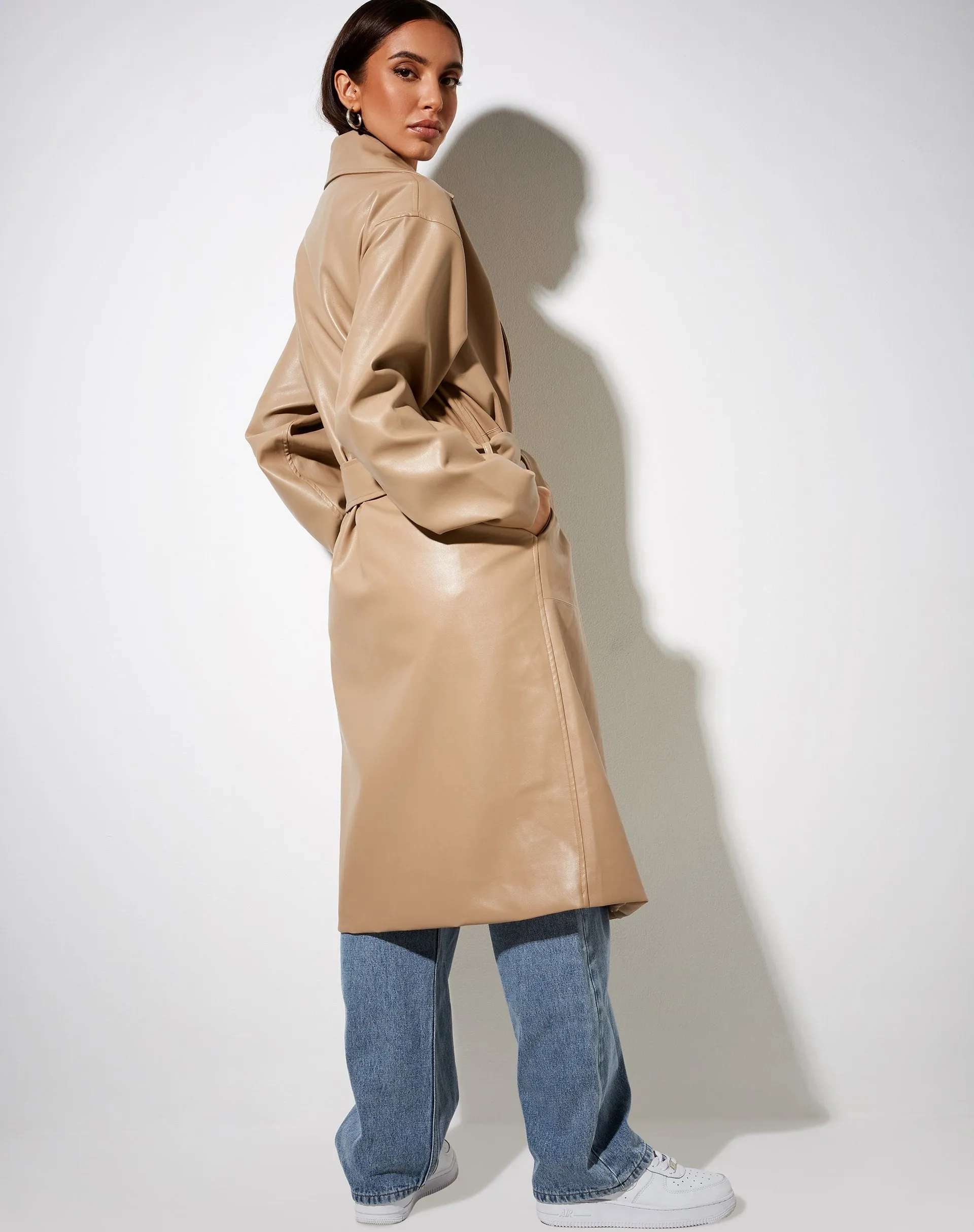 Duster Coat in PU Tan