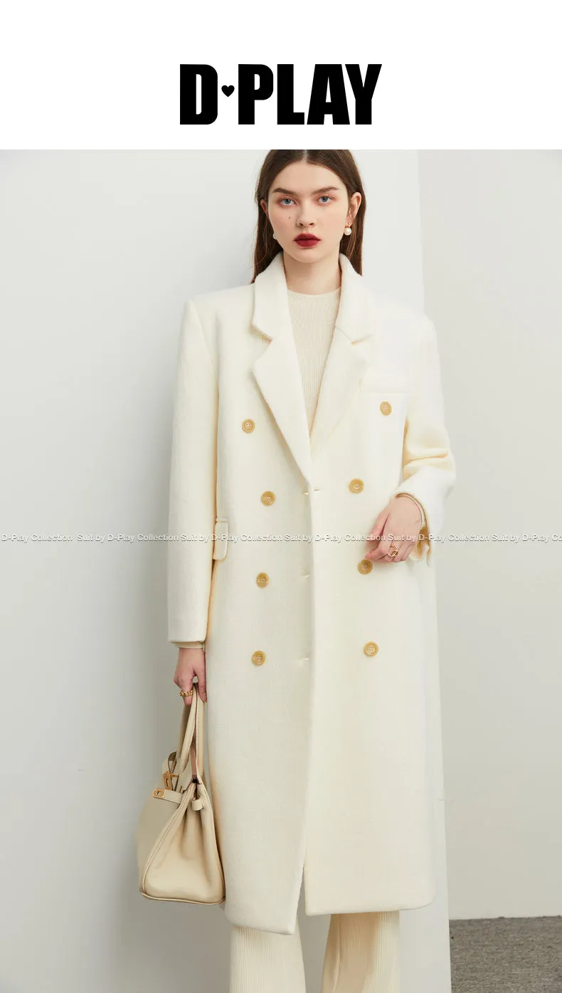 Fall Winter Autumn luxury cream white wool coat - Tuoo