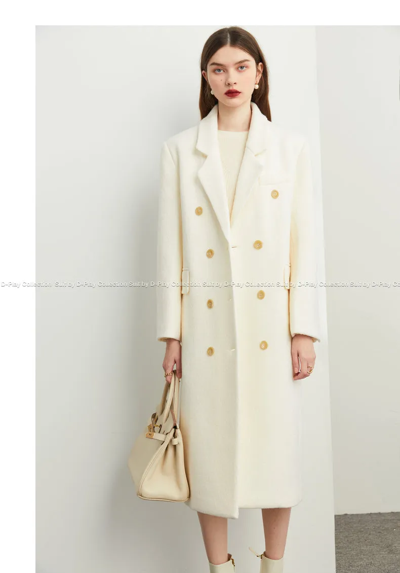 Fall Winter Autumn luxury cream white wool coat - Tuoo