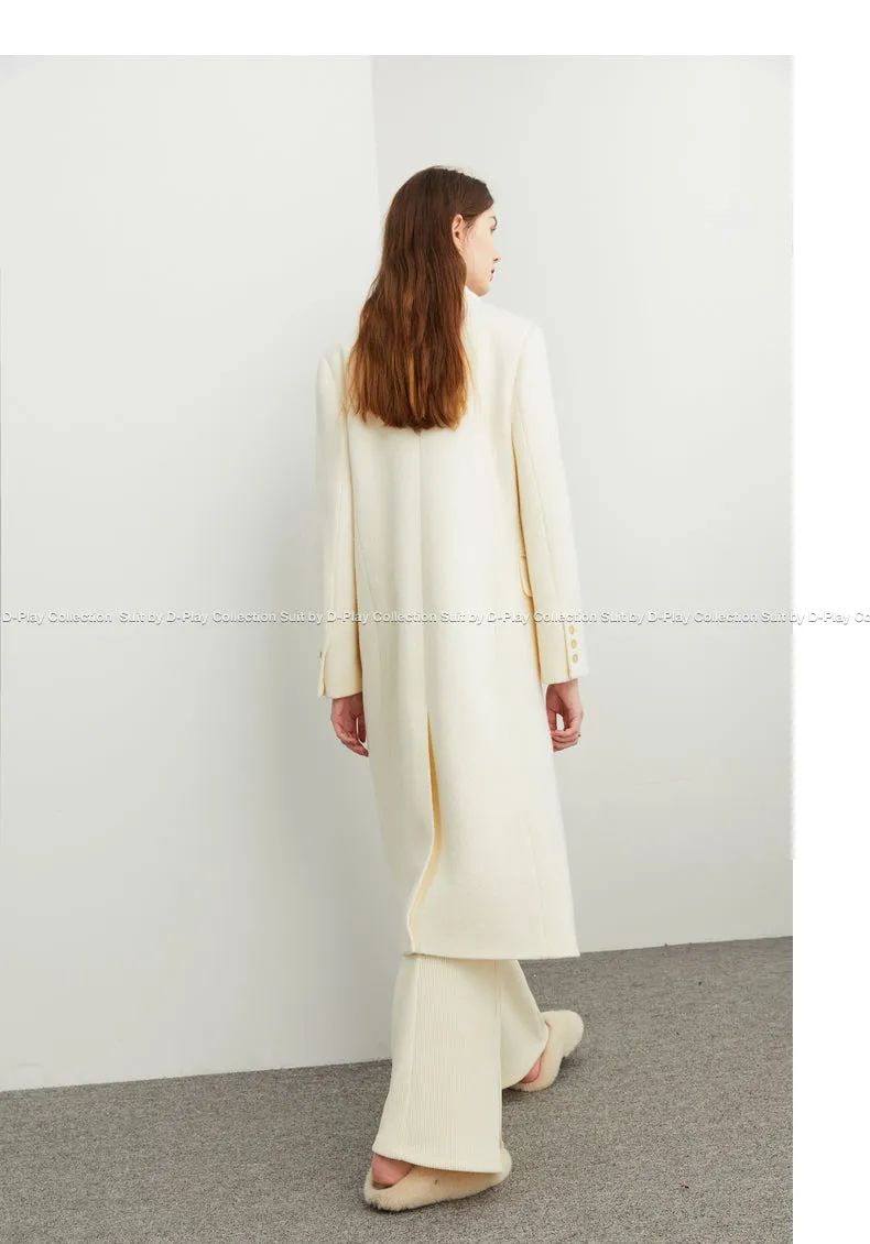 Fall Winter Autumn luxury cream white wool coat - Tuoo