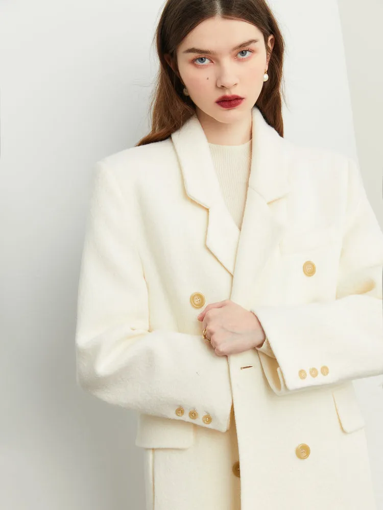 Fall Winter Autumn luxury cream white wool coat - Tuoo