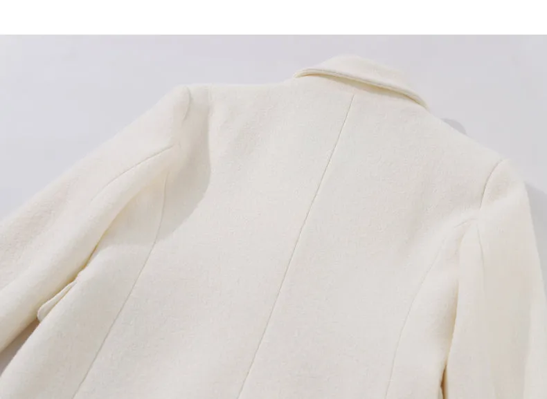 Fall Winter Autumn luxury cream white wool coat - Tuoo