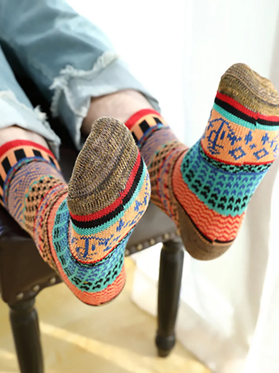 Female Knitted Casual Vintage Thick Warm Cotton Socks