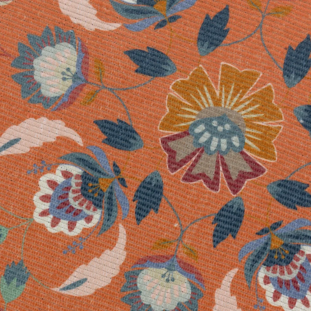 Folk Flora 120x170cm Outdoor Washable Rug Orange