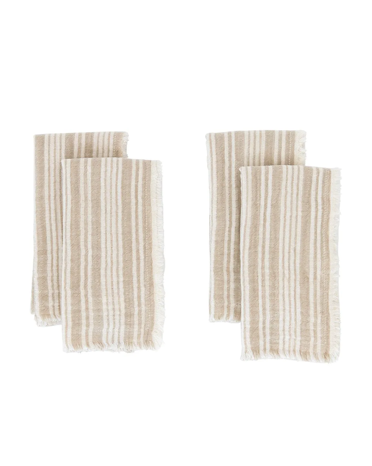 Fringed Taupe Cotton Napkins (Set of 4)