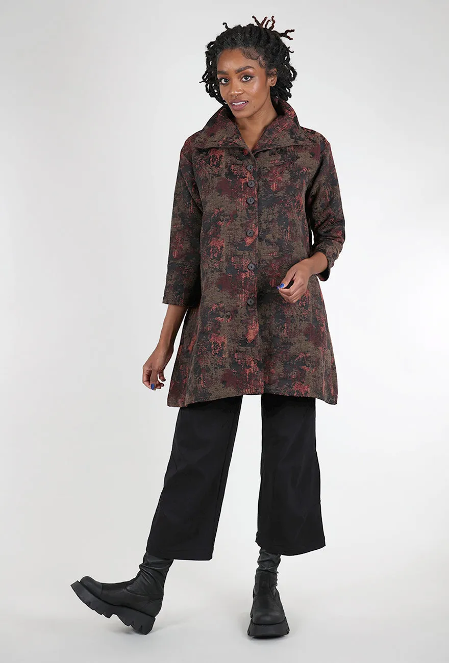 Funnel Neck Brocade Jacket, Ruby Bloom