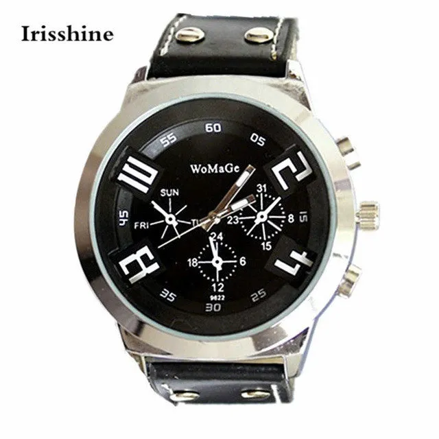 Irisshine T5 Unisex Couple watches men women High quality  Fashion Unisex Leather Band Analog Quartz Vogue Wrist Watch Watches