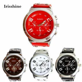 Irisshine T5 Unisex Couple watches men women High quality  Fashion Unisex Leather Band Analog Quartz Vogue Wrist Watch Watches