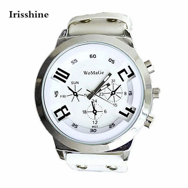 Irisshine T5 Unisex Couple watches men women High quality  Fashion Unisex Leather Band Analog Quartz Vogue Wrist Watch Watches