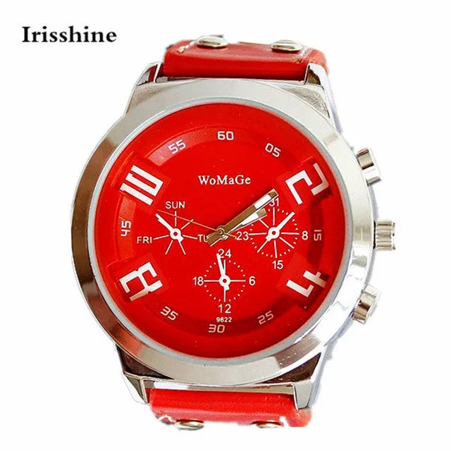 Irisshine T5 Unisex Couple watches men women High quality  Fashion Unisex Leather Band Analog Quartz Vogue Wrist Watch Watches