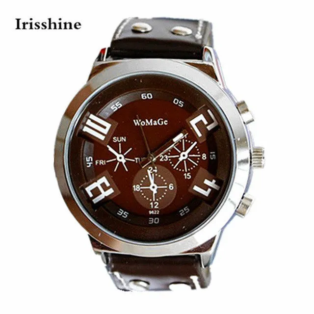 Irisshine T5 Unisex Couple watches men women High quality  Fashion Unisex Leather Band Analog Quartz Vogue Wrist Watch Watches