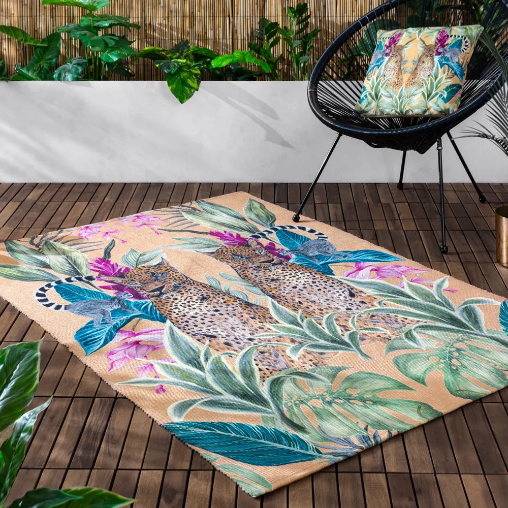 Kali Leopards Outdoor Washable Rug Gold