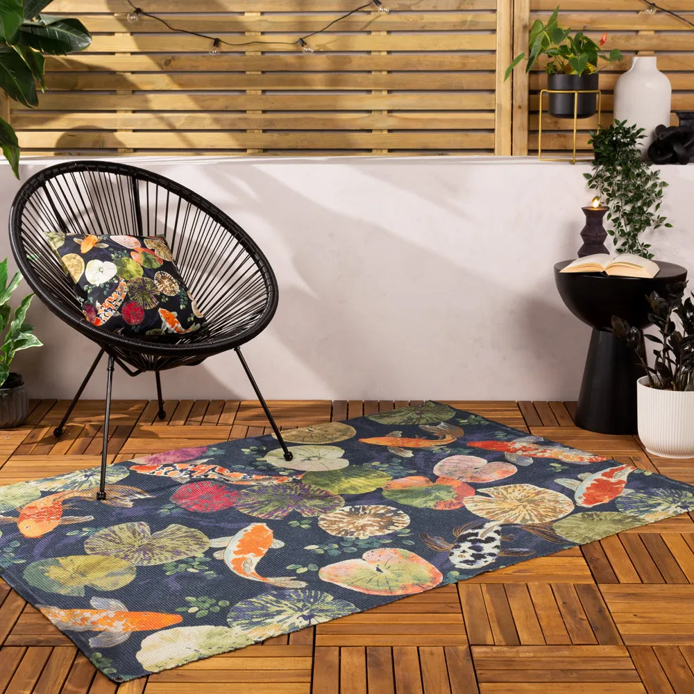 Koi Pond 120x170cm Outdoor Washable Rug Midnight