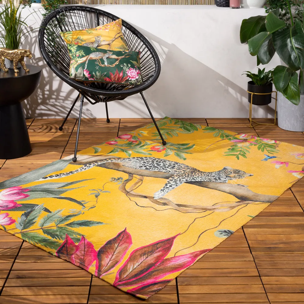 Leopard 120x170cm Outdoor Washable Rug Ochre