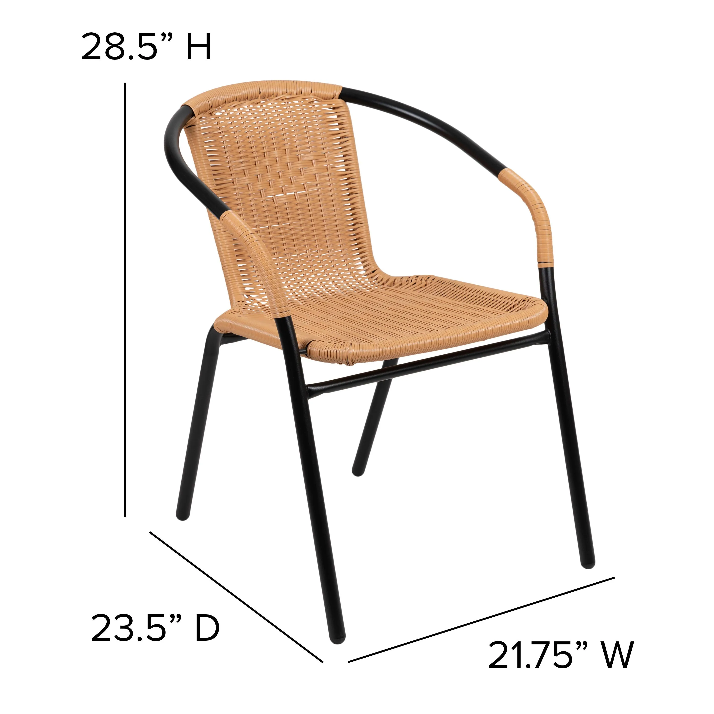 Lila 2 Pack Rattan Indoor-Outdoor Restaurant Stack Chair