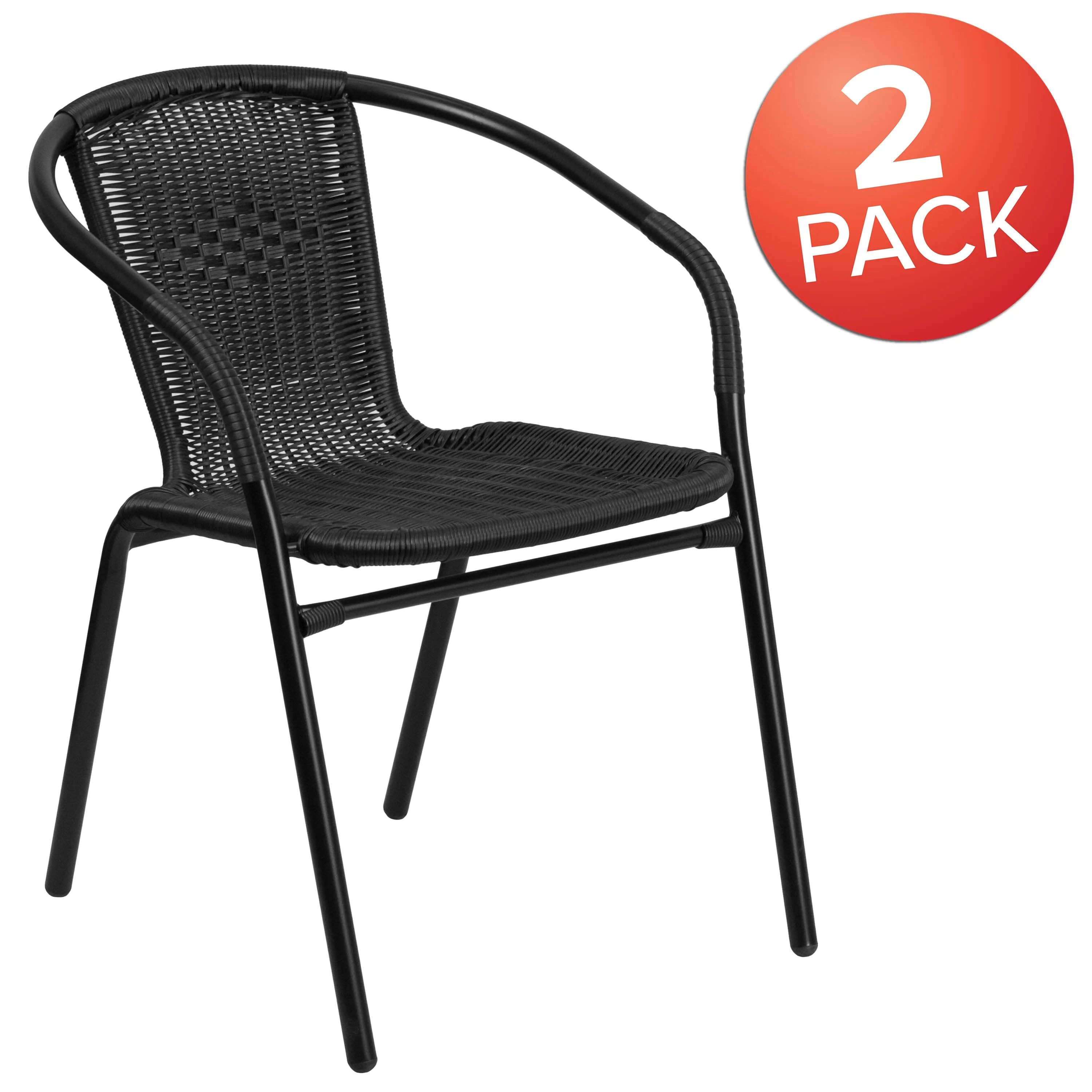 Lila 2 Pack Rattan Indoor-Outdoor Restaurant Stack Chair