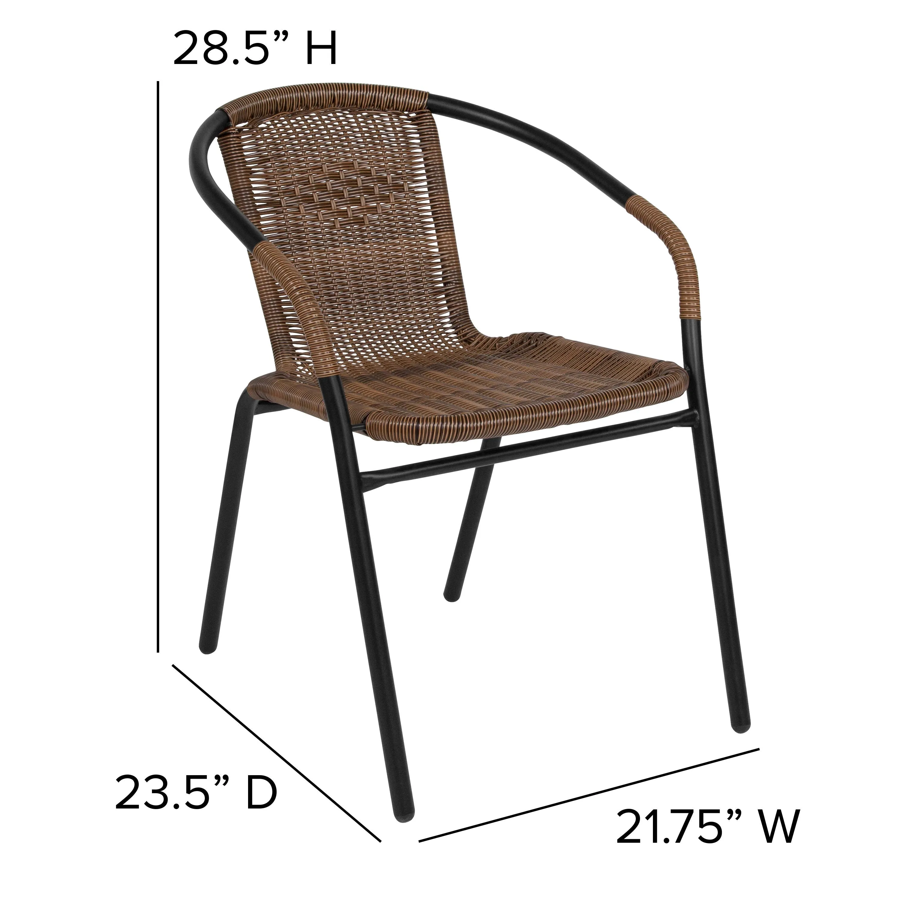 Lila 2 Pack Rattan Indoor-Outdoor Restaurant Stack Chair