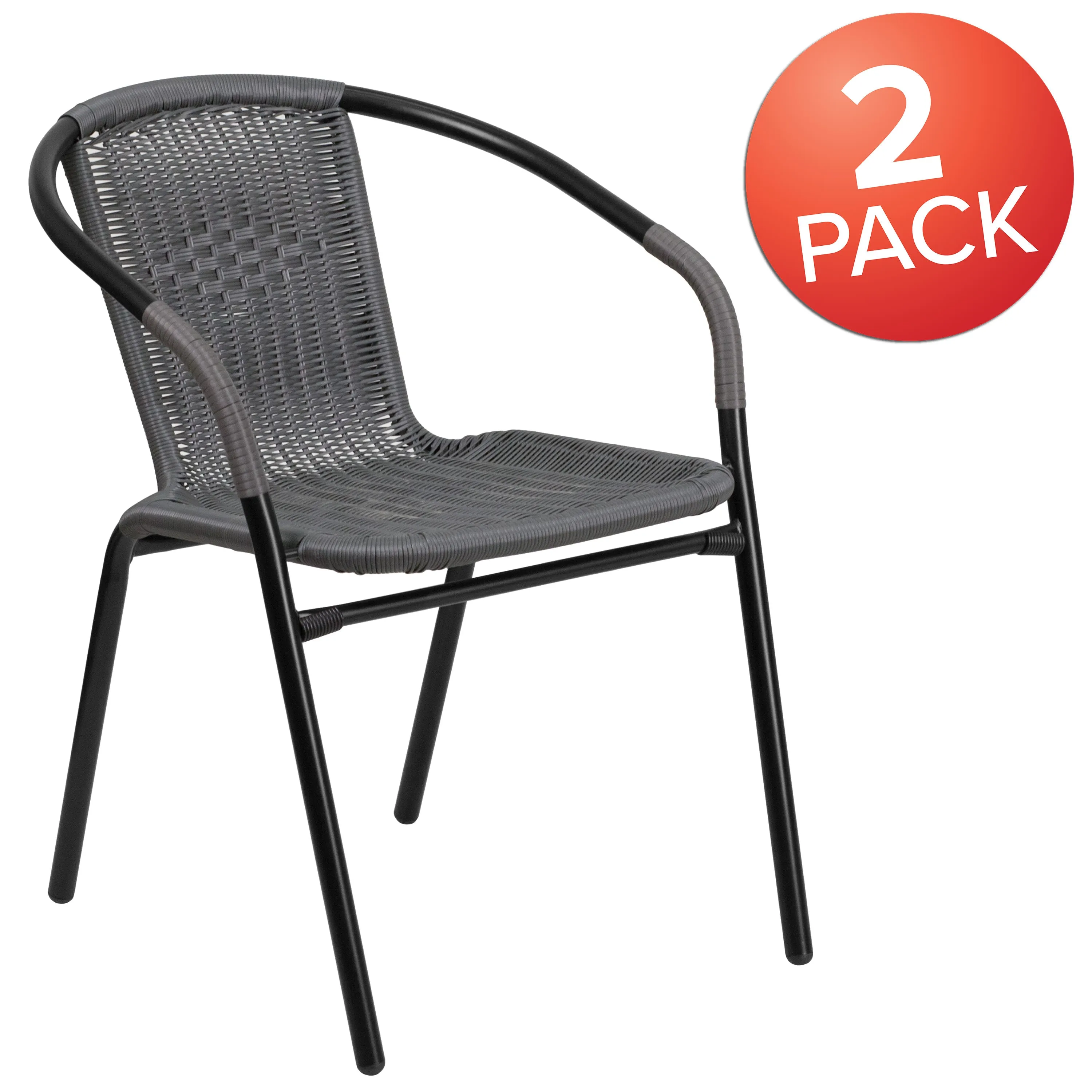 Lila 2 Pack Rattan Indoor-Outdoor Restaurant Stack Chair