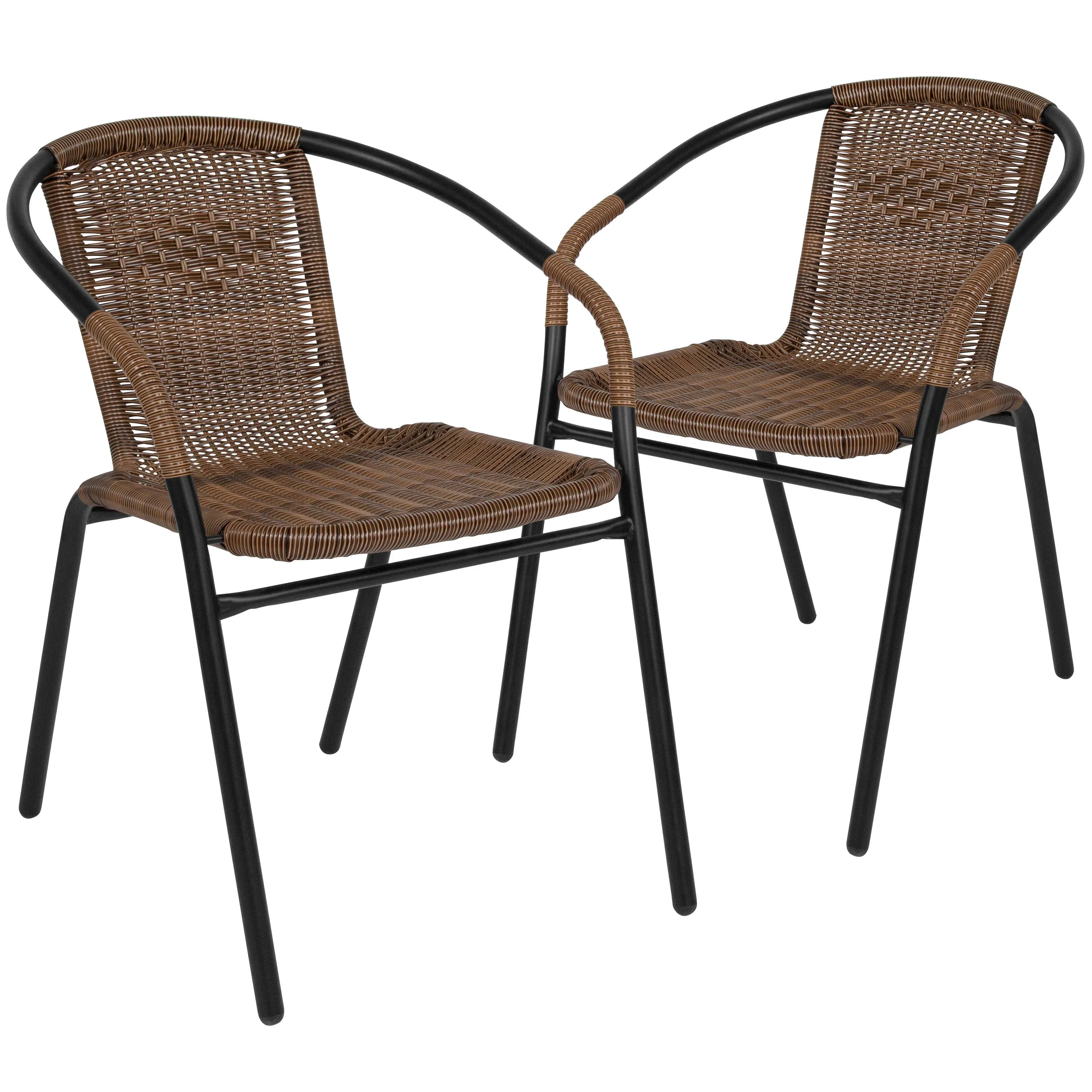 Lila 2 Pack Rattan Indoor-Outdoor Restaurant Stack Chair