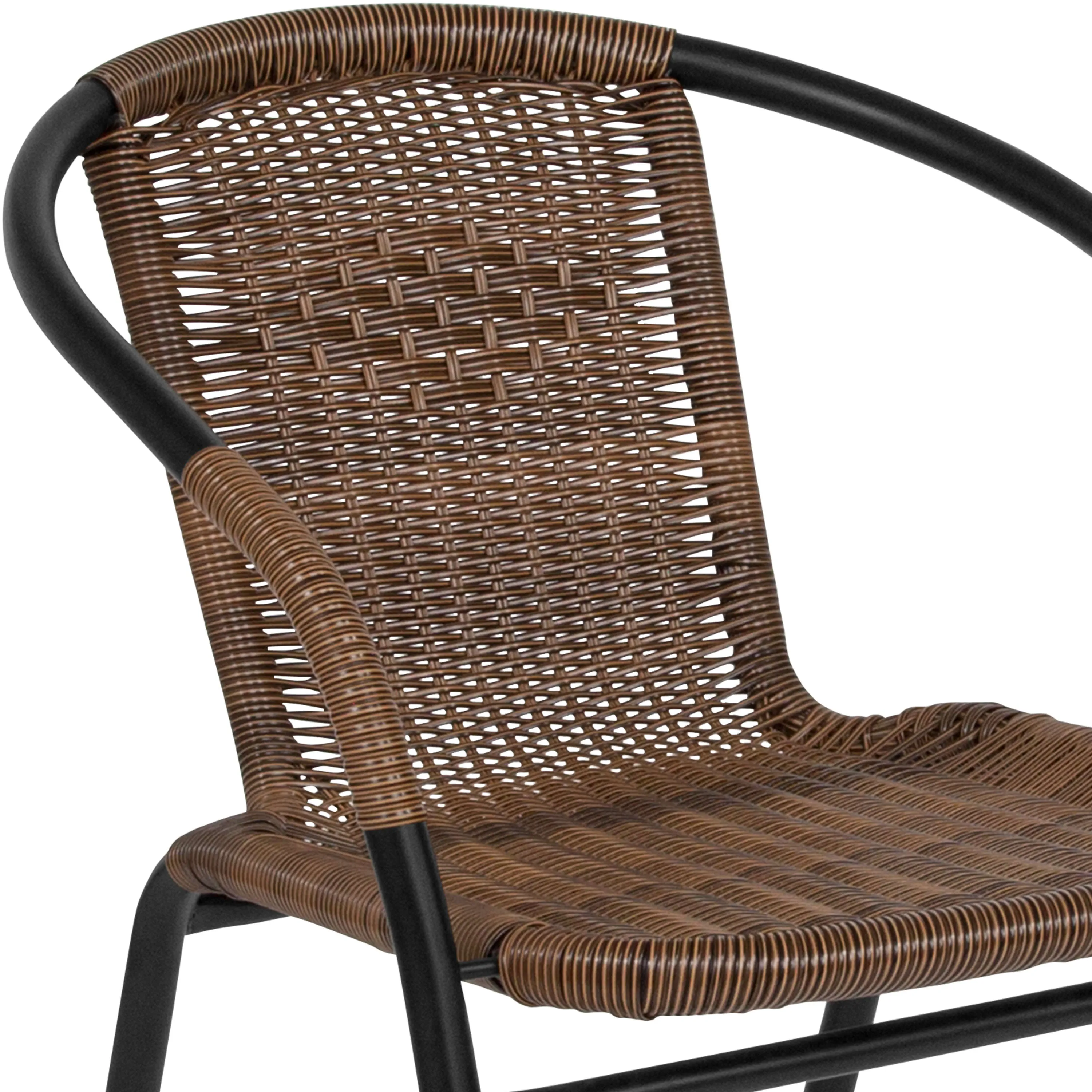 Lila 2 Pack Rattan Indoor-Outdoor Restaurant Stack Chair