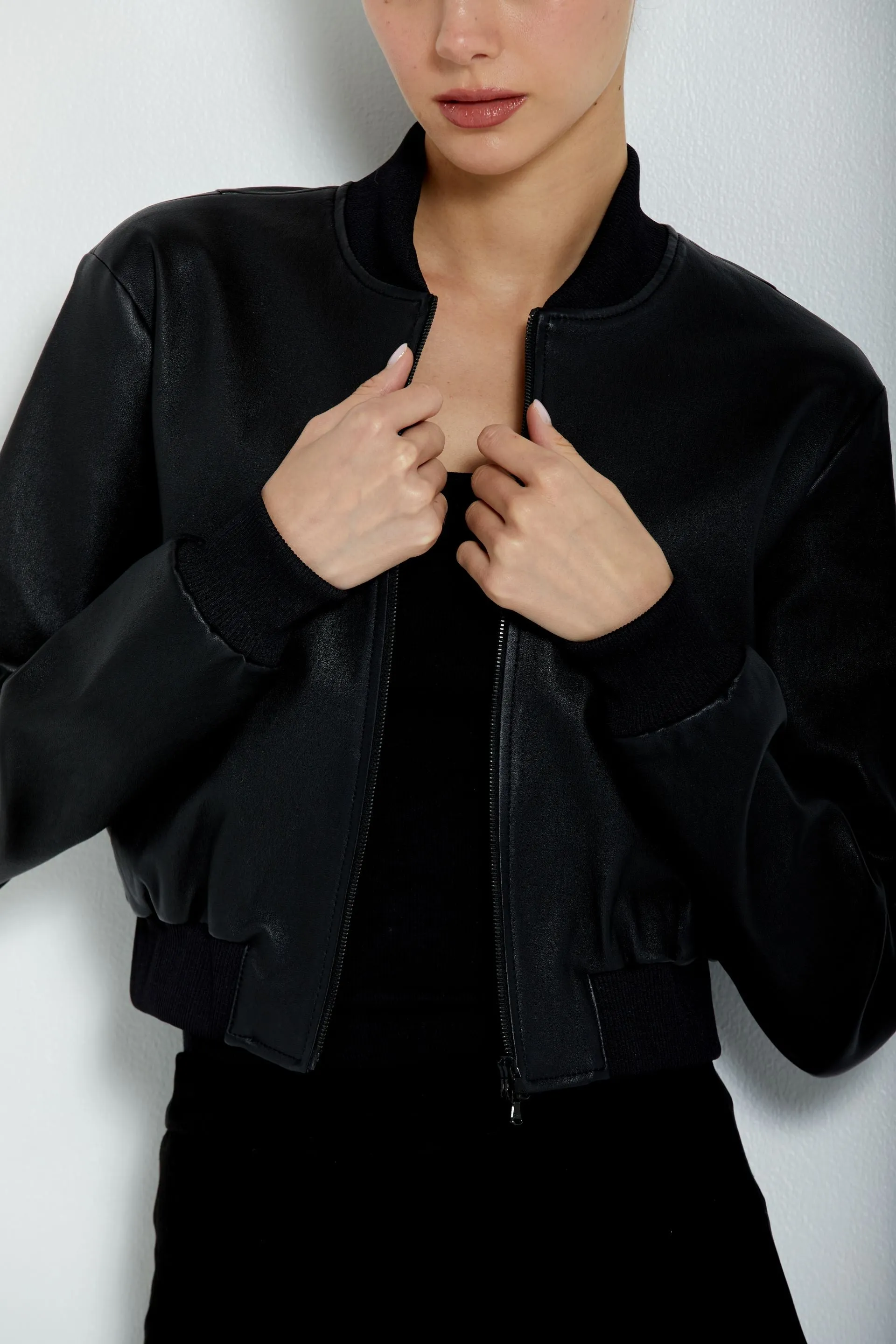 Long Sleeve Bomber-Black